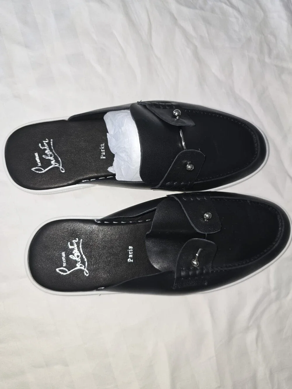 Louboutin Chamme Black Leather Slides – Men’s